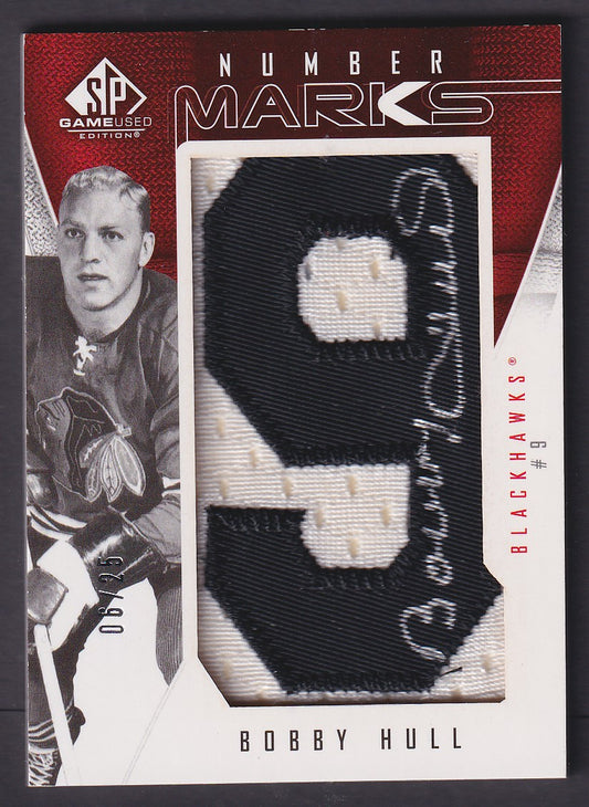 BOBBY HULL - 2009 SP Game Used Number Marks Auto 9 #NM-BH, /25
