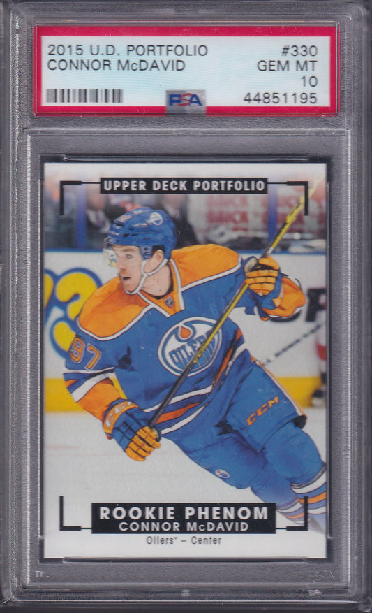 CONNOR MCDAVID - 2015 Upper Deck Portfolio Rookie Phenom #330, PSA 10