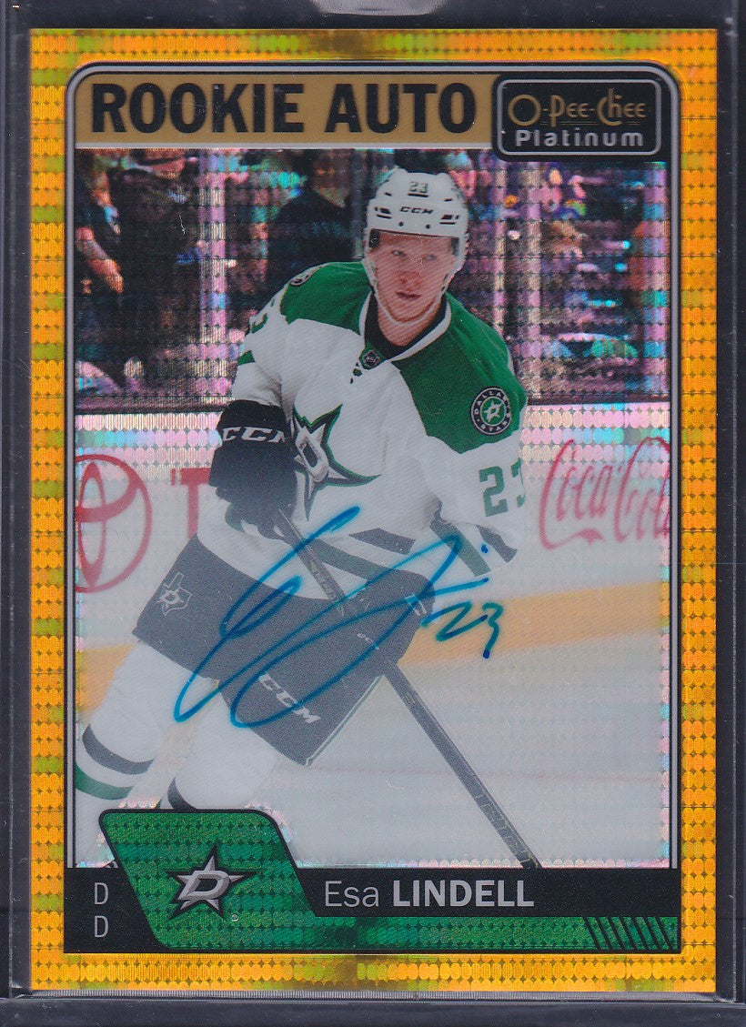 ESA LINDELL - 2016 O-Pee-Chee Platinum Rookie SEISMIC GOLD Auto #R-EL, /25