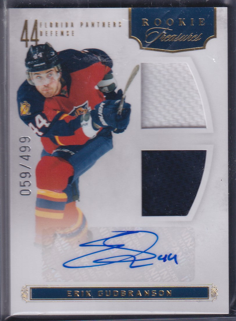 ERIK GUDBRANSON - 2011 Panini Rookie Treasures Auto Patch #136, /499