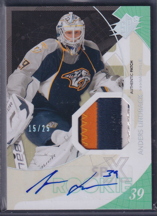 ANDERS LINDBACK - 2010 Upper Deck SPx Rookie Auto Patch #174, /25