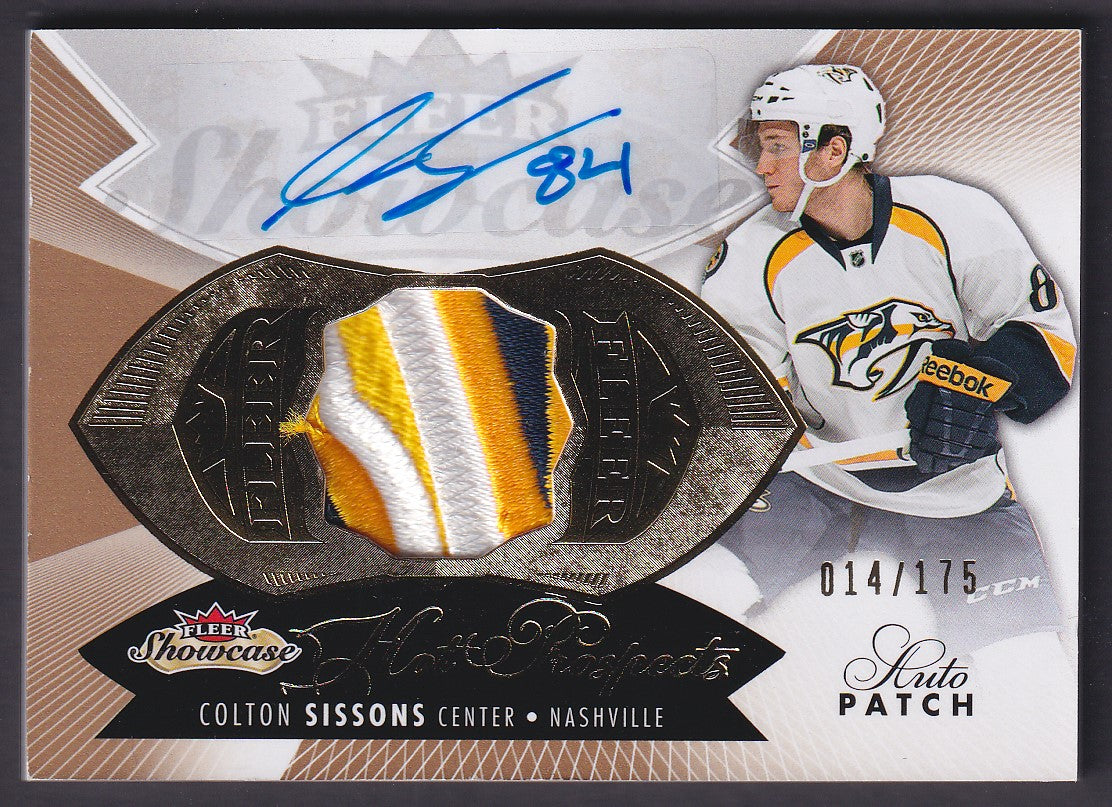 COLTON SISSONS - 2014 Fleer Showcase Hot Prospects Rookie Auto Patch #177, /175