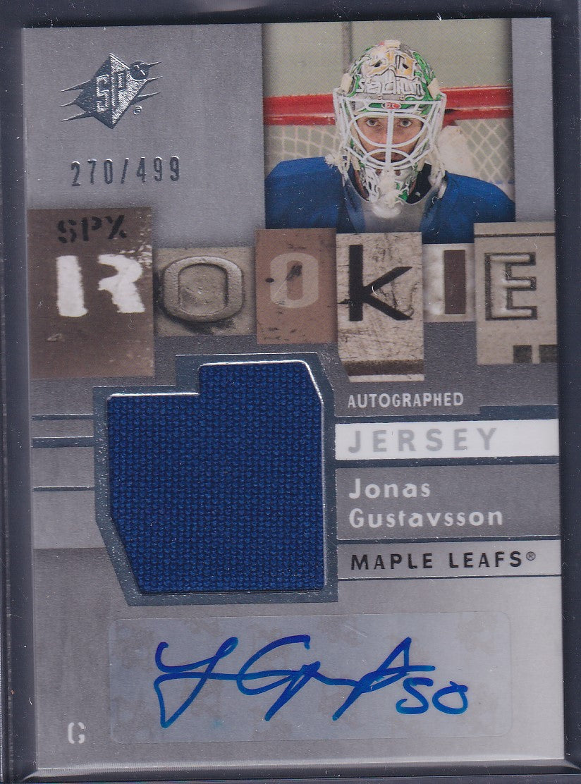 JONAS GUSTAVSSON - 2009 Upper Deck SPx Rookie Auto Patch #176, /499