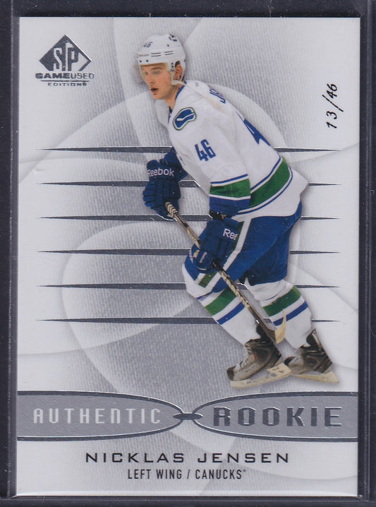 NICKLAS JENSEN - 2013 Upper Deck SP Game Used Authentic Rookie #156, /46