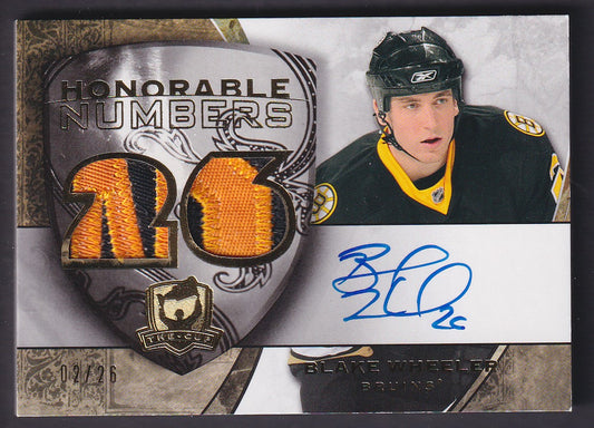 BLAKE WHEELER - 2008 The Cup Honorable Numbers Auto Patch #HN-BW, /26