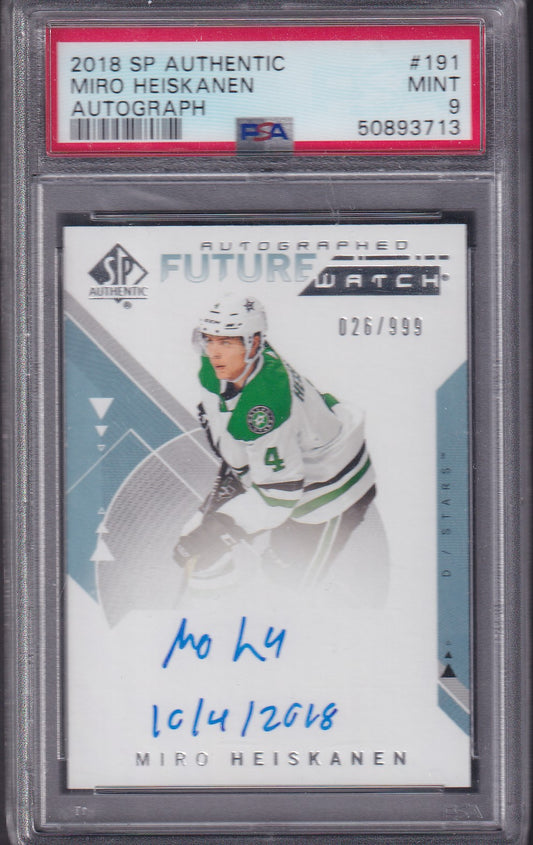MIRO HEISKANEN - 2018 SP Authentic Future Watch Auto INSCRIBED #191, /50 PSA 9
