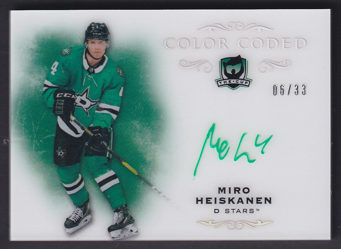 MIRO HEISKANEN - 2018 The Cup Color Coded Rookie Auto #CC-MH, /33