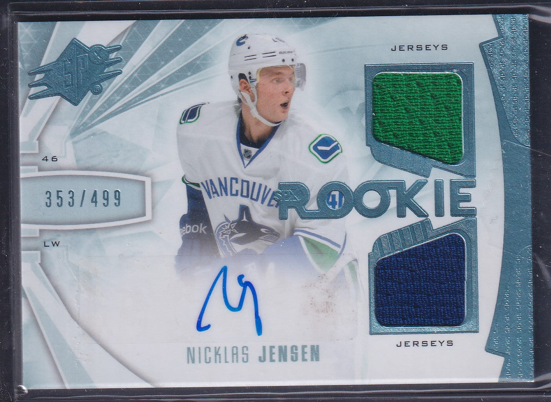 NICKLAS JENSEN - 2013 SPx Rookie Auto Jersey Patch #168, /499