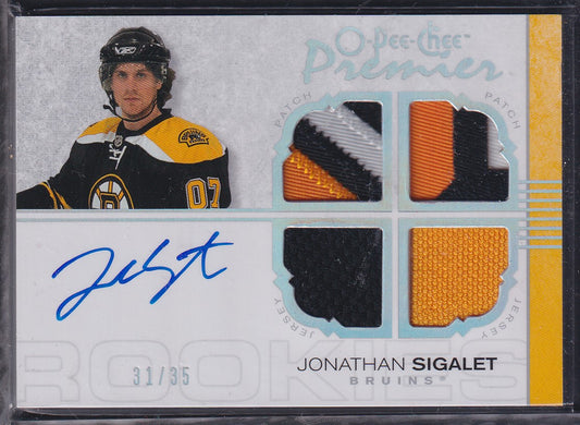 JONATHAN SIGALET - 2007 O-Pee-Chee Premier Rookie Auto Quad Patch #127, /35