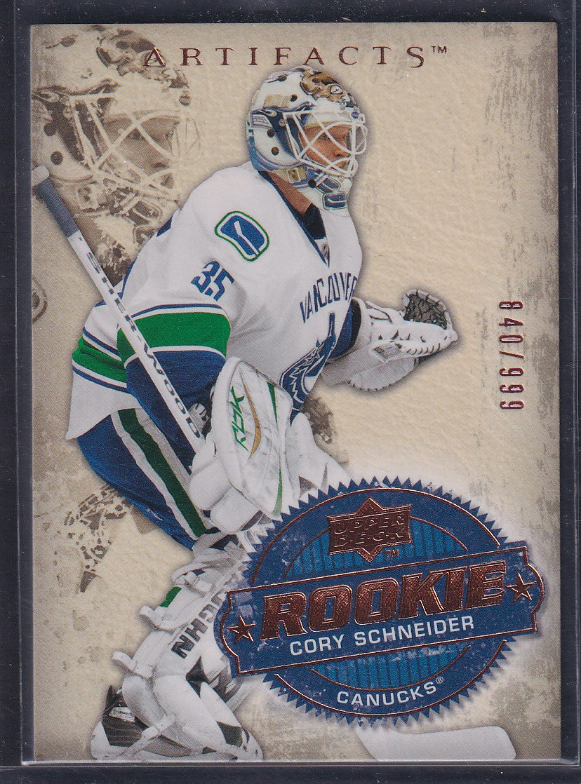 CORY SCHNEIDER - 2008 Upper Deck Artifacts Rookie #272, /999