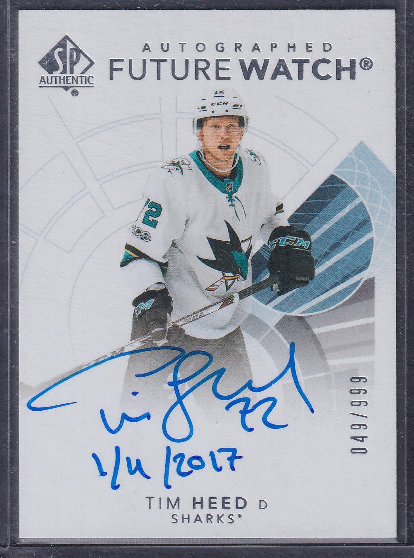 TIM HEED - 2017 SP Authentic Future Watch Auto INSCRIBRED #178, /999