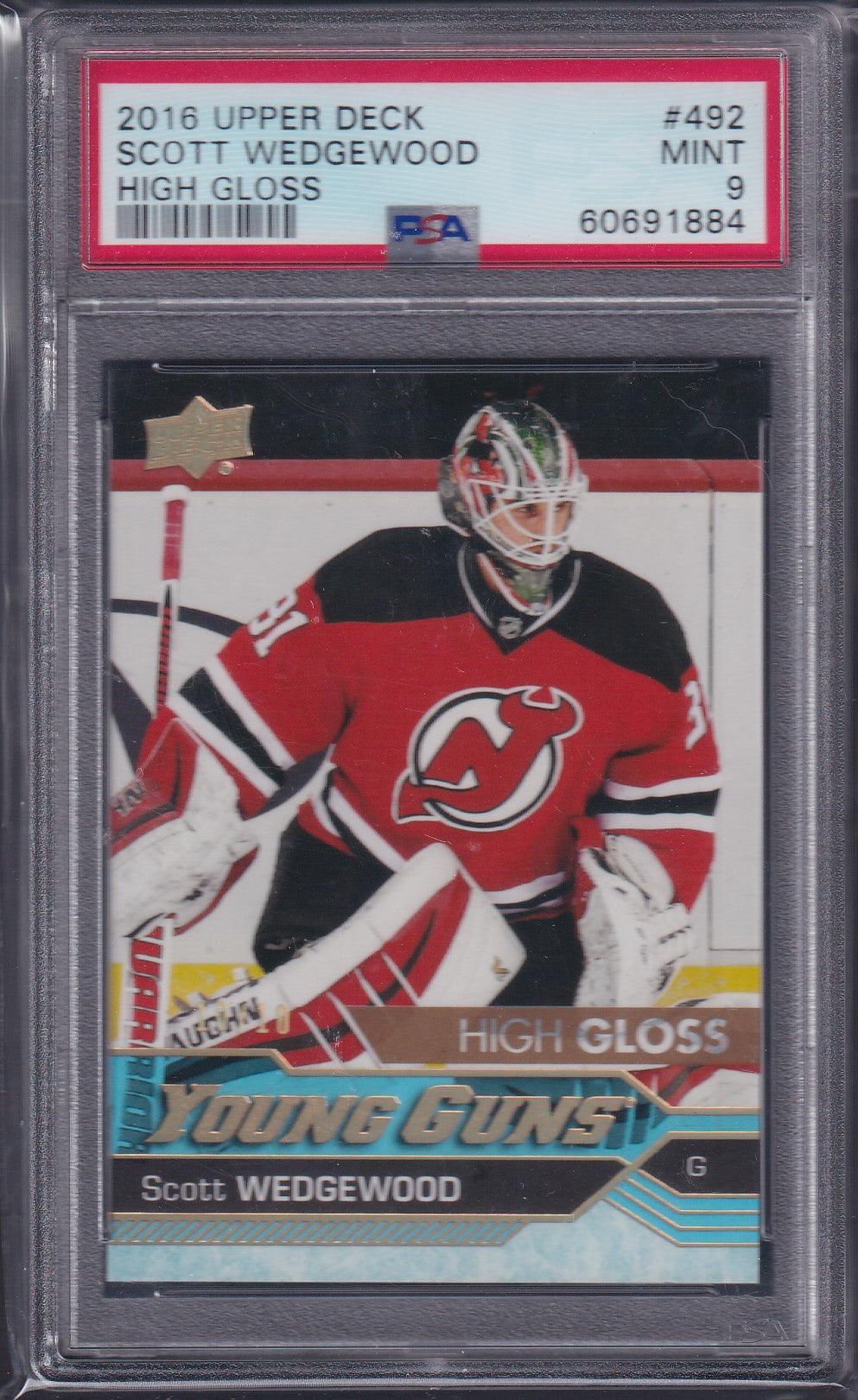 SCOTT WEDGEWOOD - 2016 Upper Deck Young Guns HIGH GLOSS #492, PSA 9