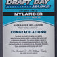 ALEXANDER NYLANDER - 2017 SP Game Used Draft Day Marks E Auto #DDM-AN, /35