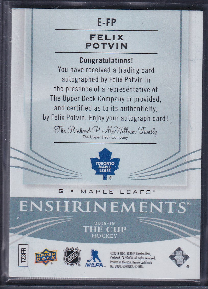 FELIX POTVIN - 2018 The Cup Enshrinements Auto #E-FP, /99