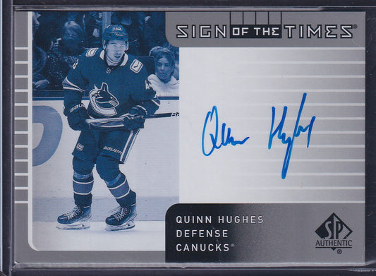 QUINN HUGHES - 2021 SP Authentic Sign of the Times Rookie Auto #SOTT-QH