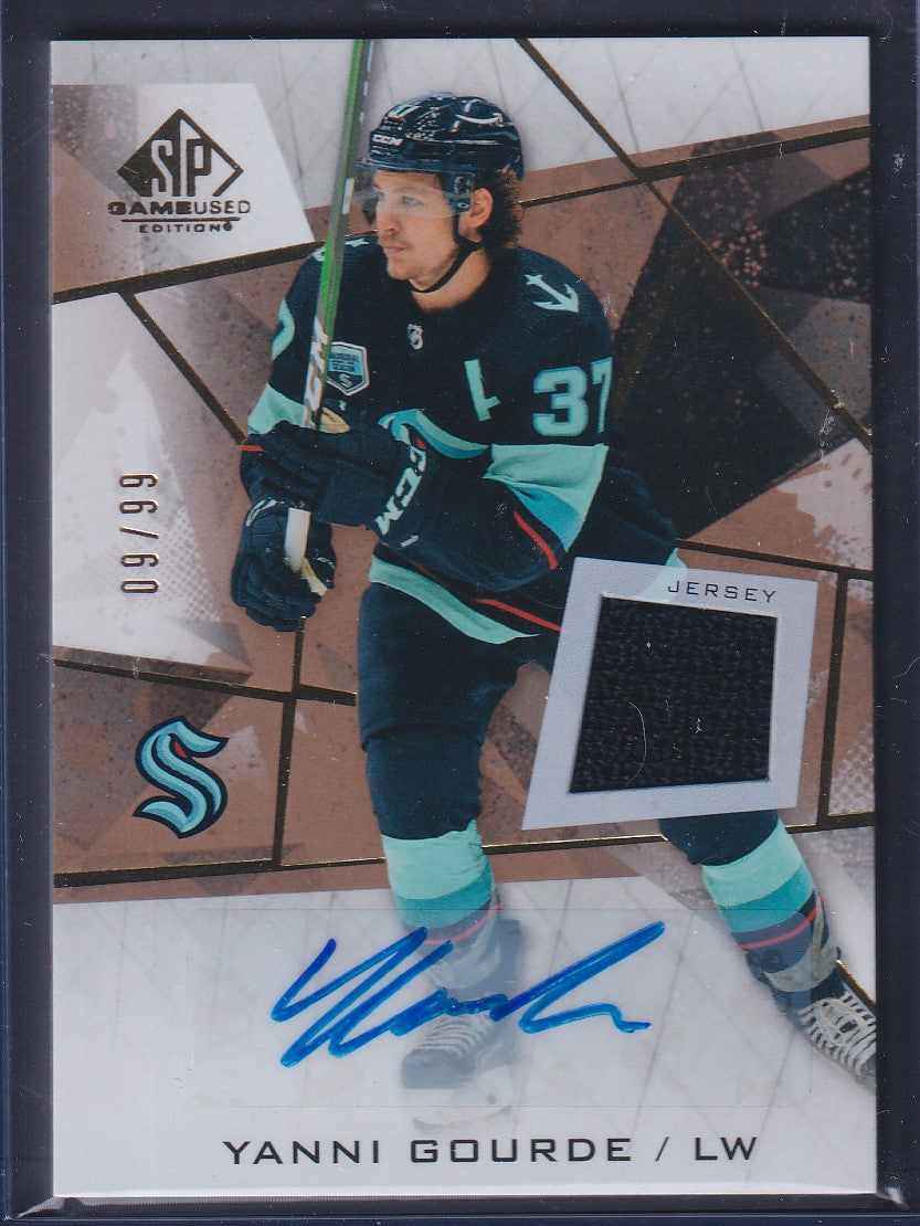 YANNI GOURDE - 2021 Upper Deck SP Game Used Auto Patch #77, /99