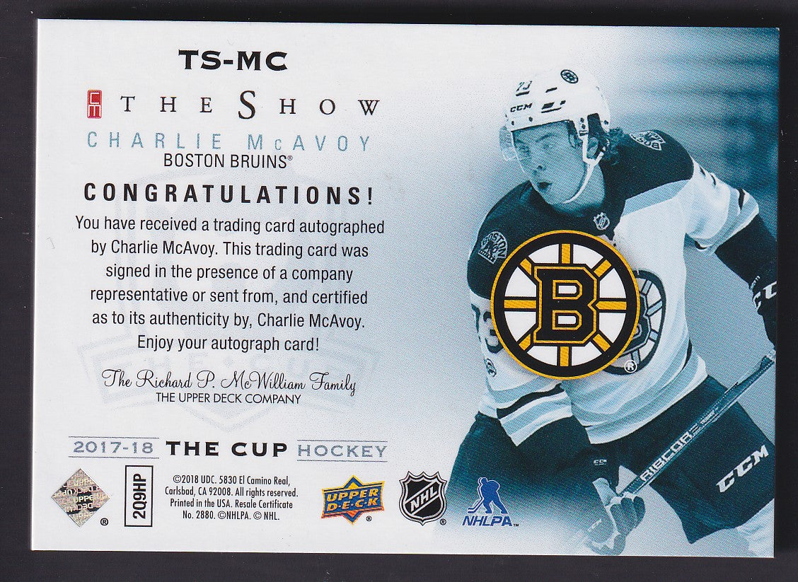 CHARLIE MCAVOY - 2017 The Cup The Show Rookie Auto #TS-MC