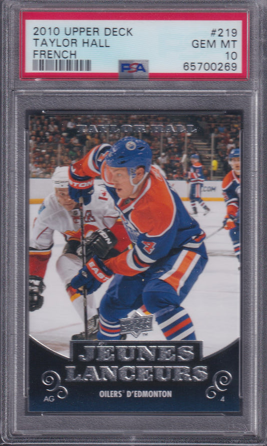 TAYLOR HALL - 2010 Upper Deck Young Guns FRENCH #219, PSA 10