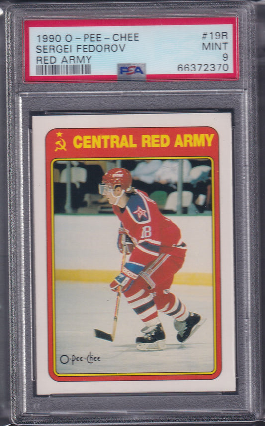 SERGEI FEDOROV - 1990 O-Pee-Chee Central Red Army #19R, PSA 9