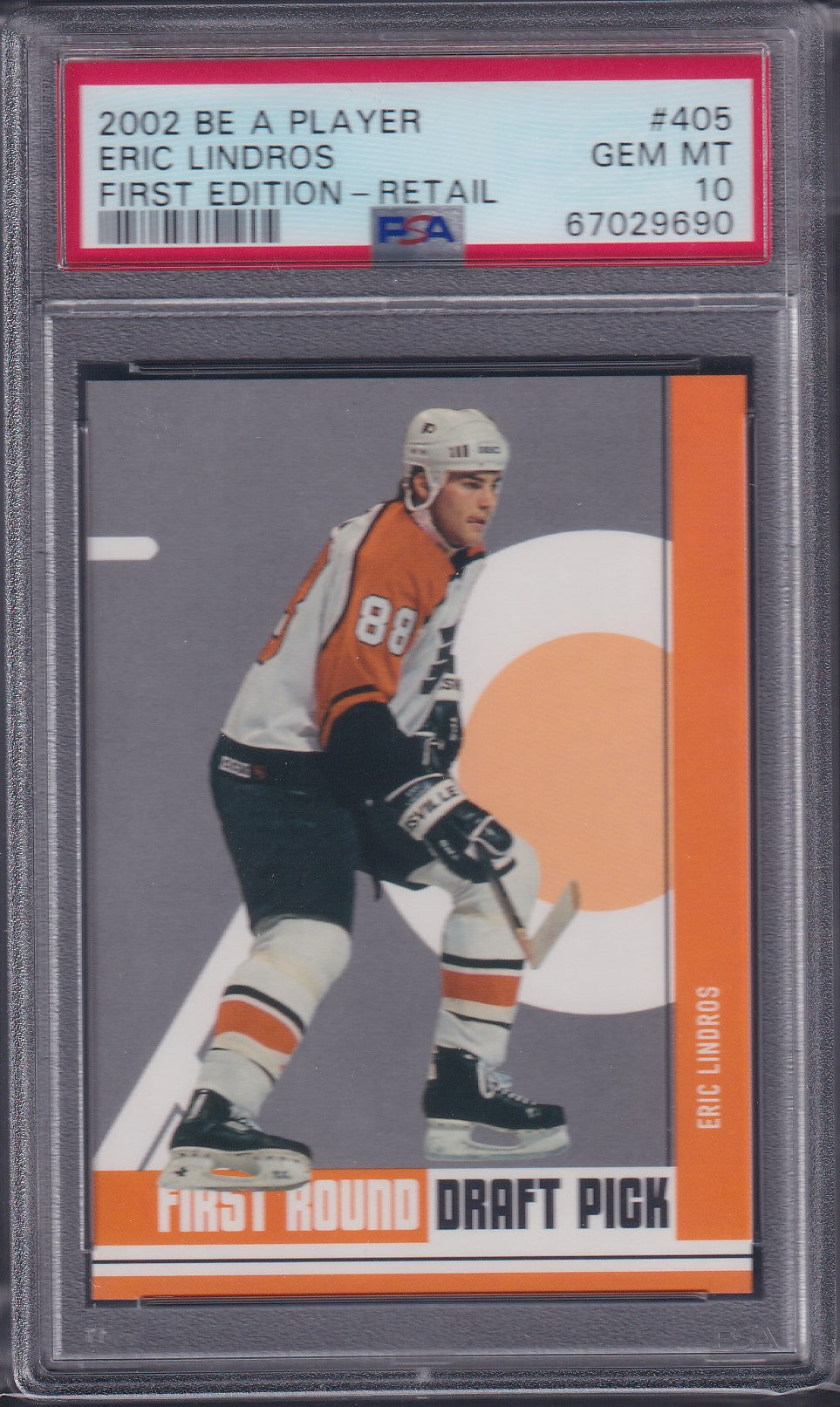 ERIC LINDROS - 2002 Be a Player First Edition Retail #405, PSA 10