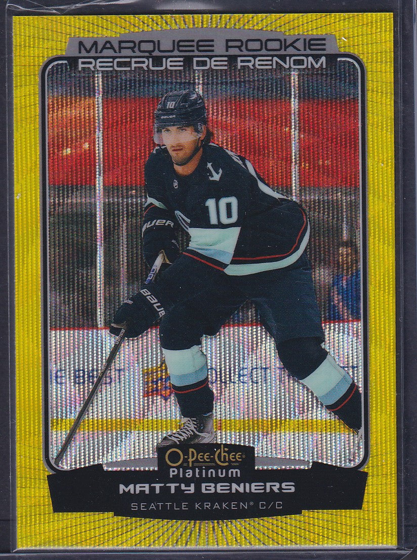 MATTY BENIERS - 2022 O-Pee-Chee Marquee Rookie NEON YELLOW SURGE #203