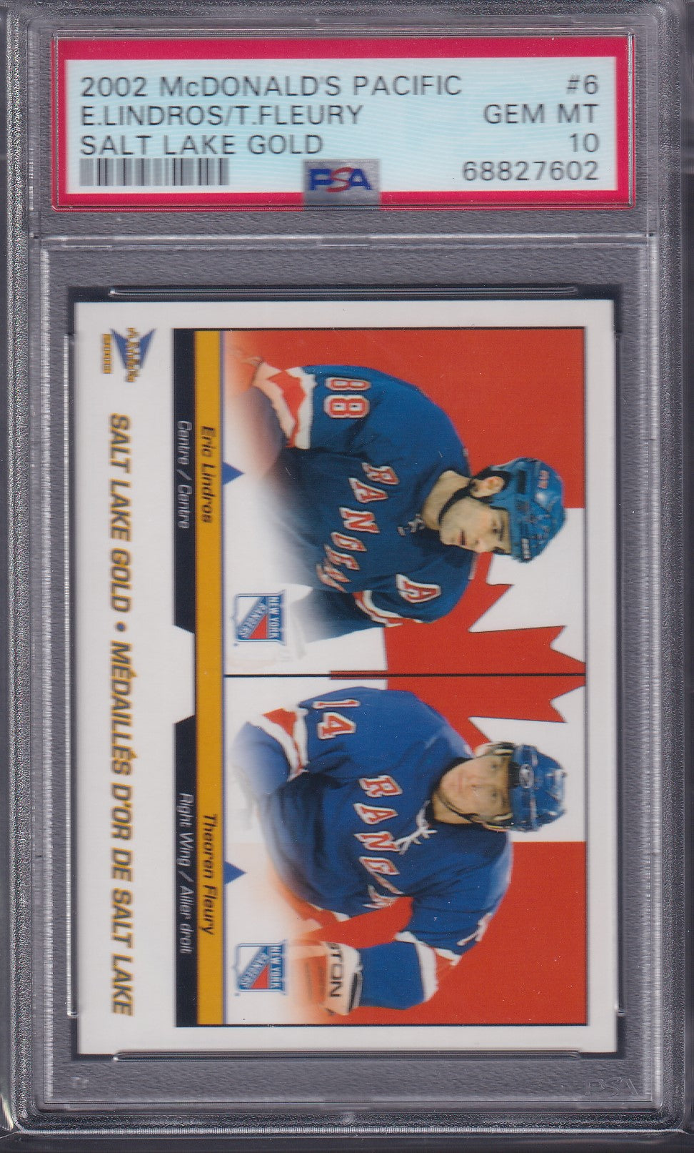 LINDROS / FLEURY - 2002 McDonald's Pacific Salt Lake Gold #6, PSA 10