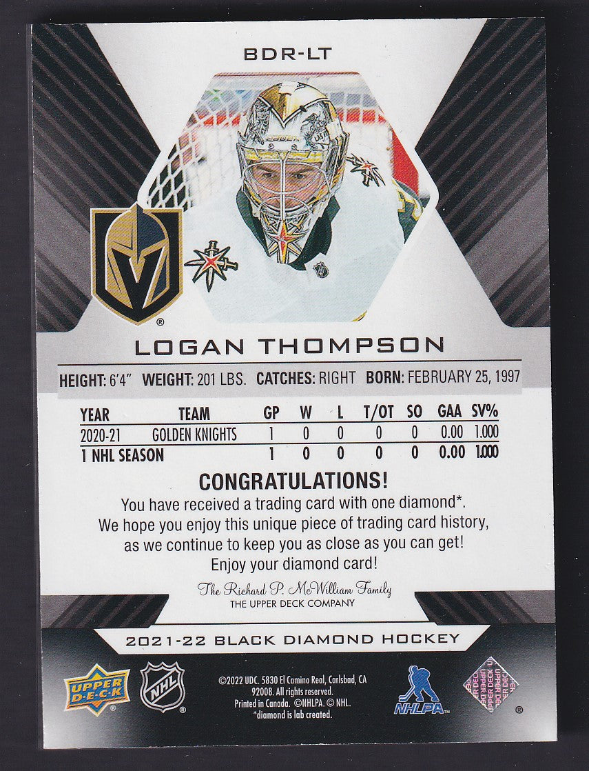 LOGAN THOMPSON - 2021 Black Diamond Relic Rookies #BDR-LT, /9