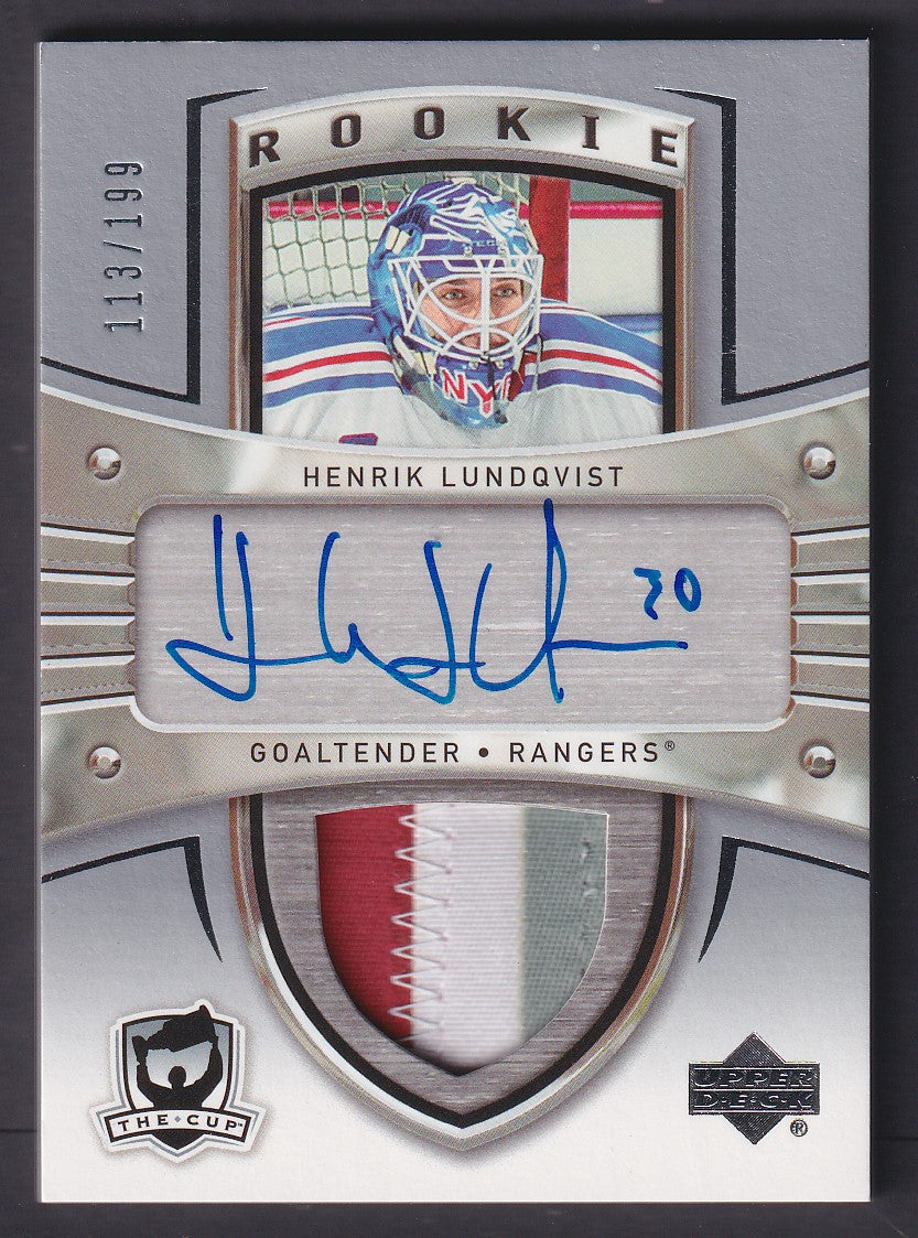 HENRIK LUNDQVIST - 2005 The Cup Rookie Auto Patch #177, /199