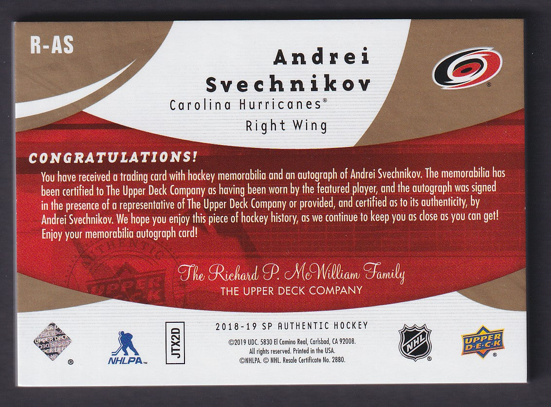 ANDREI SVECHNIKOV - 2018 SP Authentic Future Watch Auto Limited #R-AS, /25