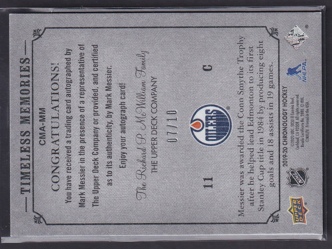 MARK MESSIER - 2019 Chronology Timeless Memories Auto #CMA-MM, /10