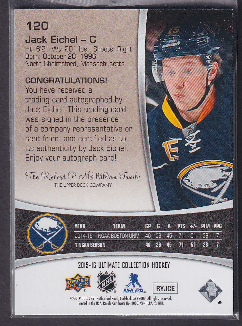 JACK EICHEL - 2015 Ultimate Rookies Auto #120, /99