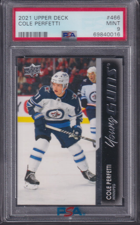 COLE PERFETTI - 2021 Upper Deck Young Guns #466, PSA 9
