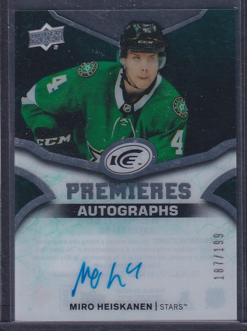 MIRO HEISKANEN - 2018 Upper Deck Ice Premieres Auto #IPA-MH, /199