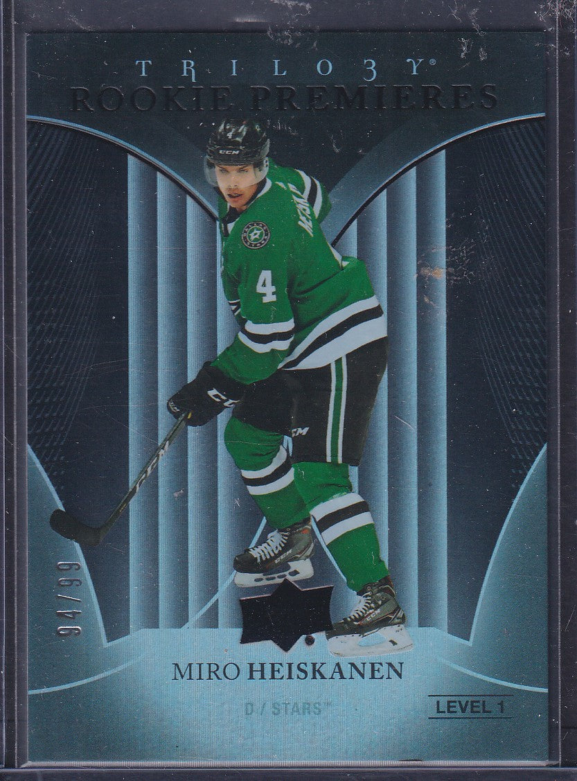 MIRO HEISKANEN - 2018 Upper Deck Trilogy Rookie Premieres #73, /99