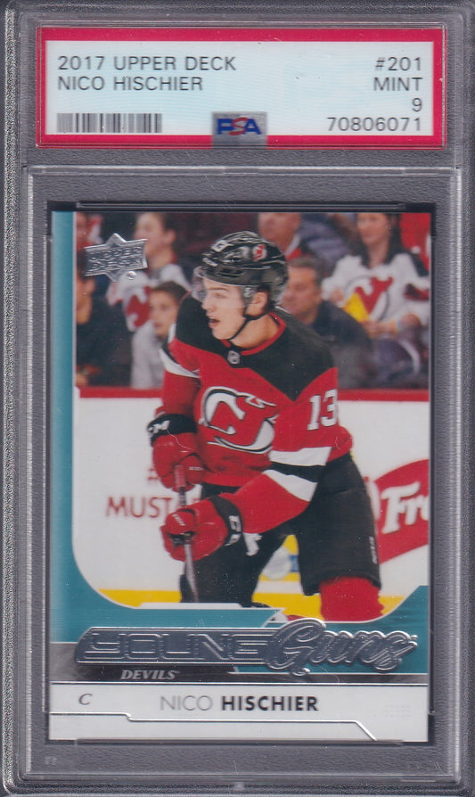 NICO HISCHIER - 2017 Upper Deck Young Guns #201, PSA 9