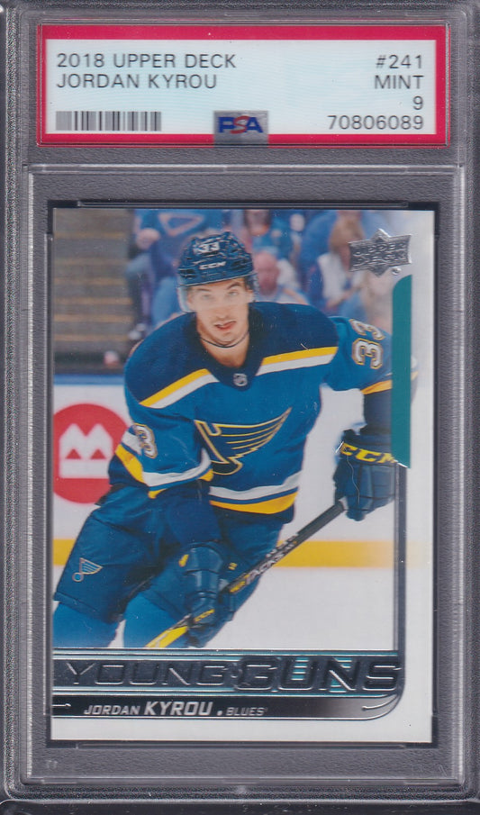 JORDAN KYROU - 2018 Upper Deck Young Guns #241, PSA 9