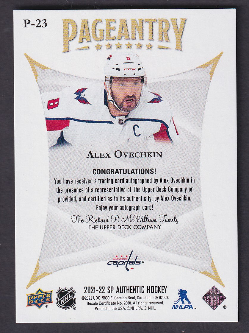 ALEX OVECHKIN - 2021 SP Authentic Pageantry Auto SSP #P-23