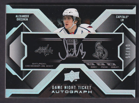 ALEX OVECHKIN - 2008 Upper Deck Black Game Night Ticket Auto #GN-AO, /25