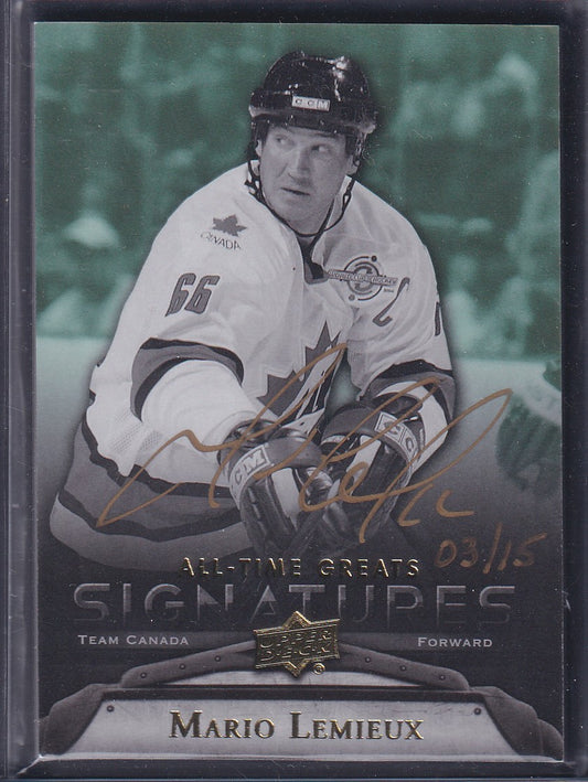 MARIO LEMIEUX - 2012 Upper Deck All-Time Greats Signatures Auto #GA-ML3, /15