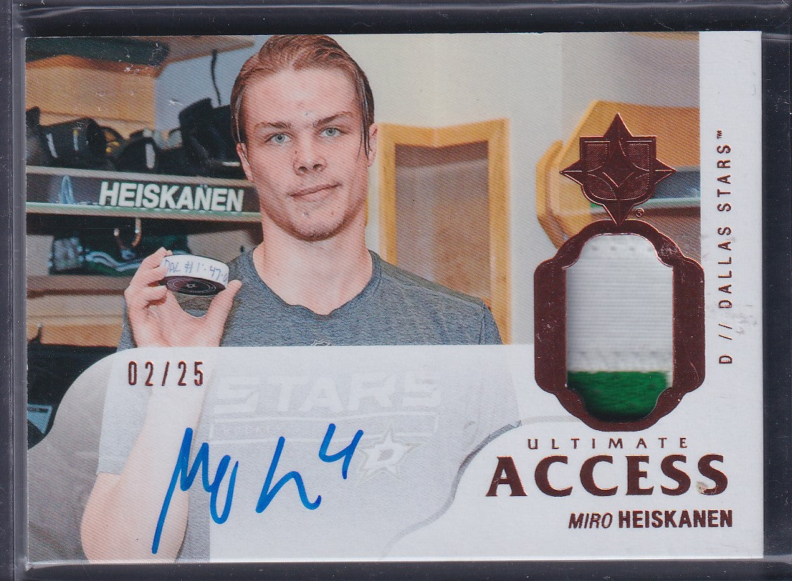 MIRO HEISKANEN - 2018 Upper Deck Ultimate Access Rookie Auto Patch #UAA-MH, /25