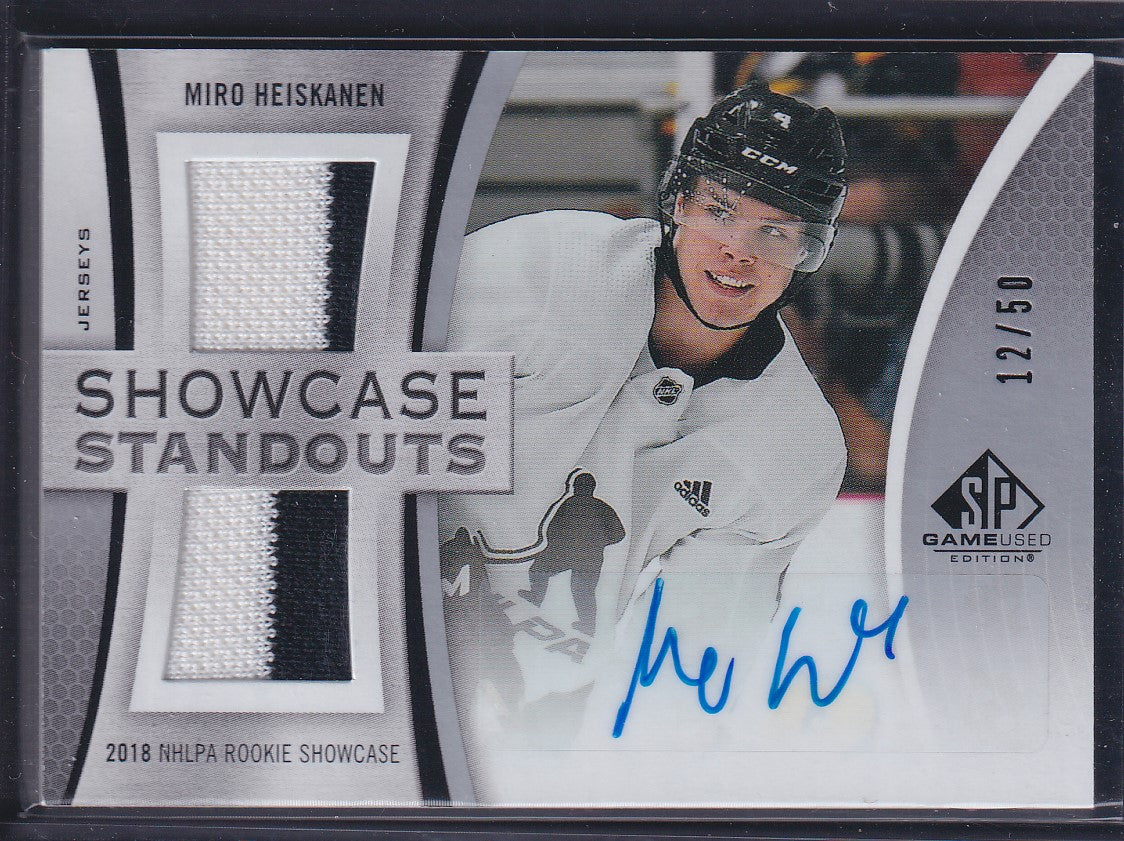 MIRO HEISKANEN - 2018 SP Game Used Showcase Standouts Rookie Auto Patch /50