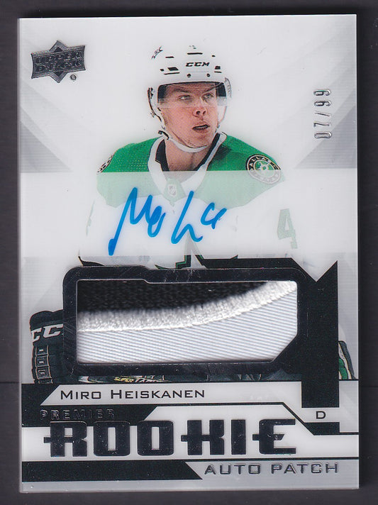 MIRO HEISKANEN - 2018 Upper Deck Premier Rookie Auto Patch #AR-MH, /99