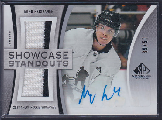 MIRO HEISKANEN - 2018 SP Game Used Showcase Standouts Rookie Auto Patch /50