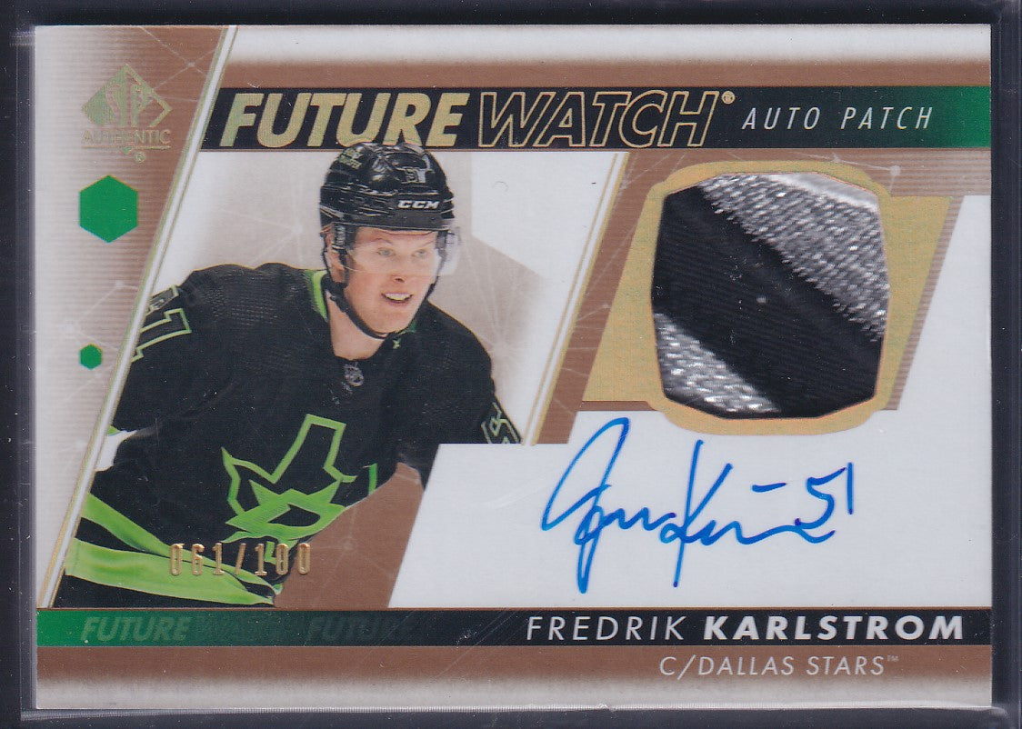 FREDRIK KARLSTROM - 2022 SP Authentic Future Watch Auto Patch #FWAP-FK, /100