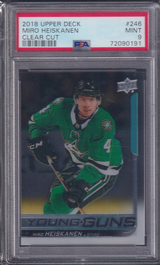 MIRO HEISKANEN - 2018 Upper Deck Young Guns Clear Cut #246, PSA 9