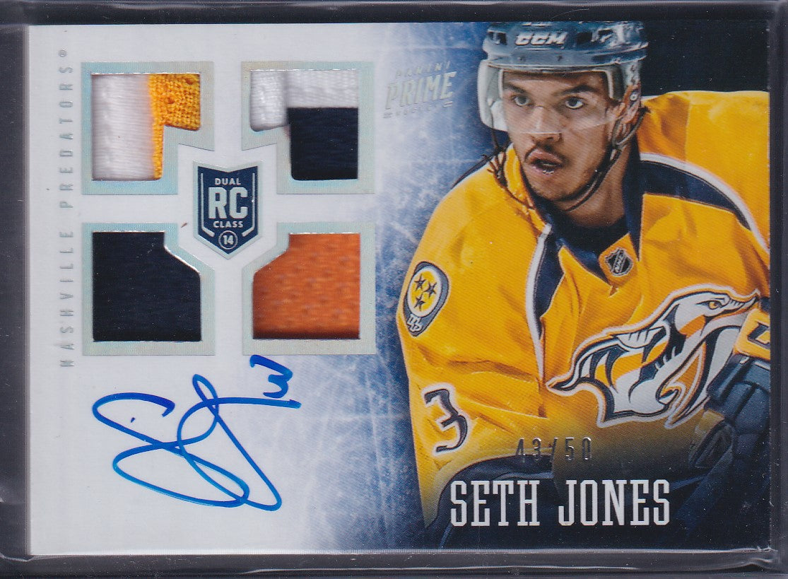 SETH JONES - 2013 Panini Prime Rookie Quad Patch Auto #157, /50