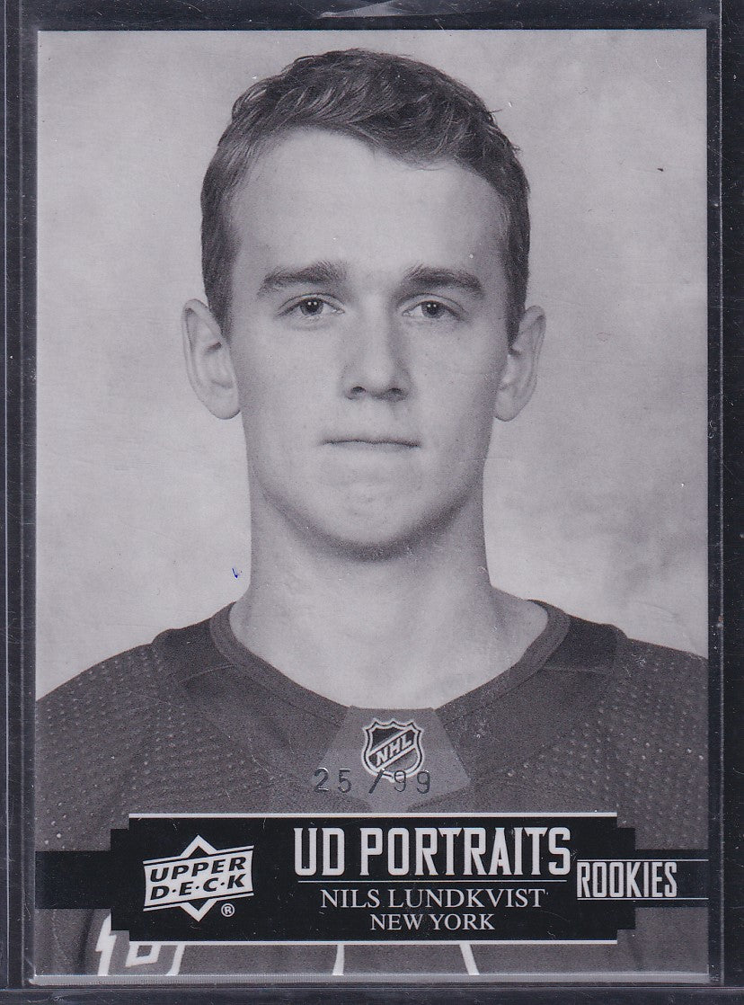 NILS LUNDKVIST - 2021 Upper Deck UD Portraits Rookie BLACK #P-48, /99