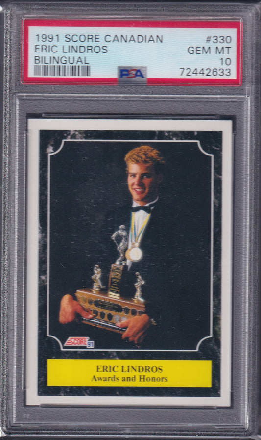 ERIC LINDROS - 1991 Score Canadian Bilingual Awards #330, PSA 10