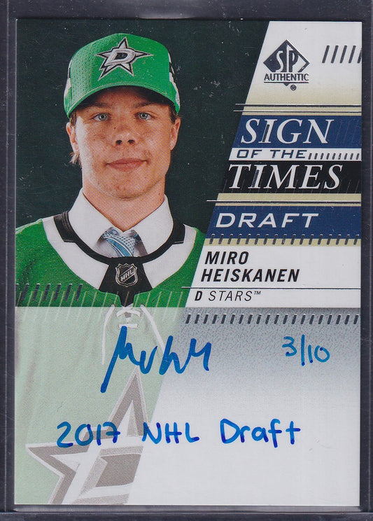 MIRO HEISKANEN - 2019 SP Authentic Sign of the Times Draft Auto #SOTTD-MH, /10