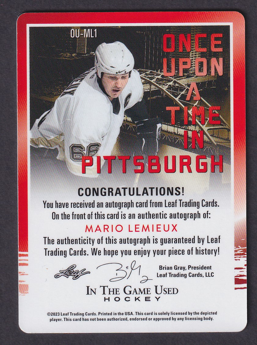 MARIO LEMIEUX - 2023 Leaf Once Upon a Time in Pittsburgh Plate #OU-ML1